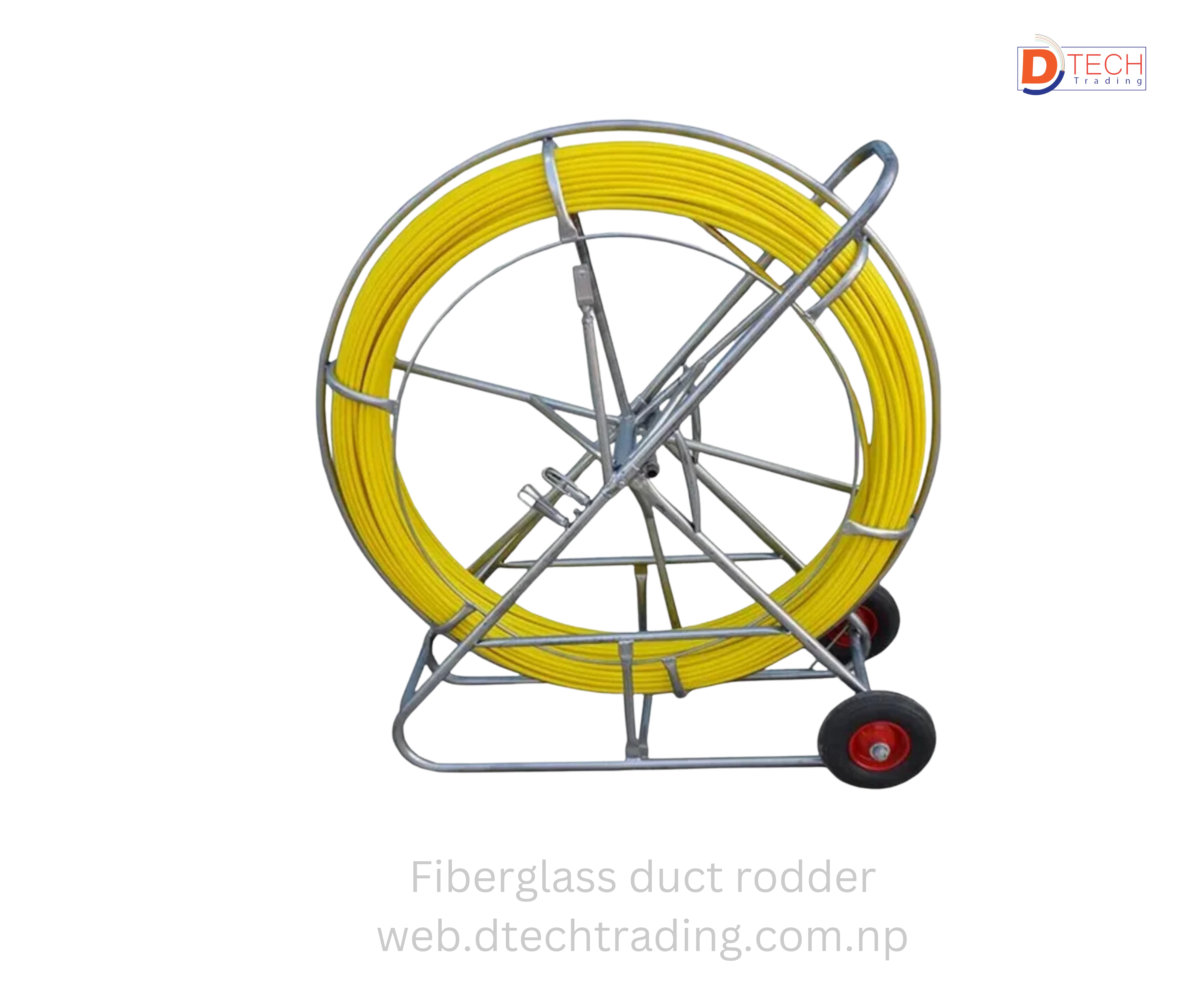 Fiberglass duct rodder  11mm 300m with wheels